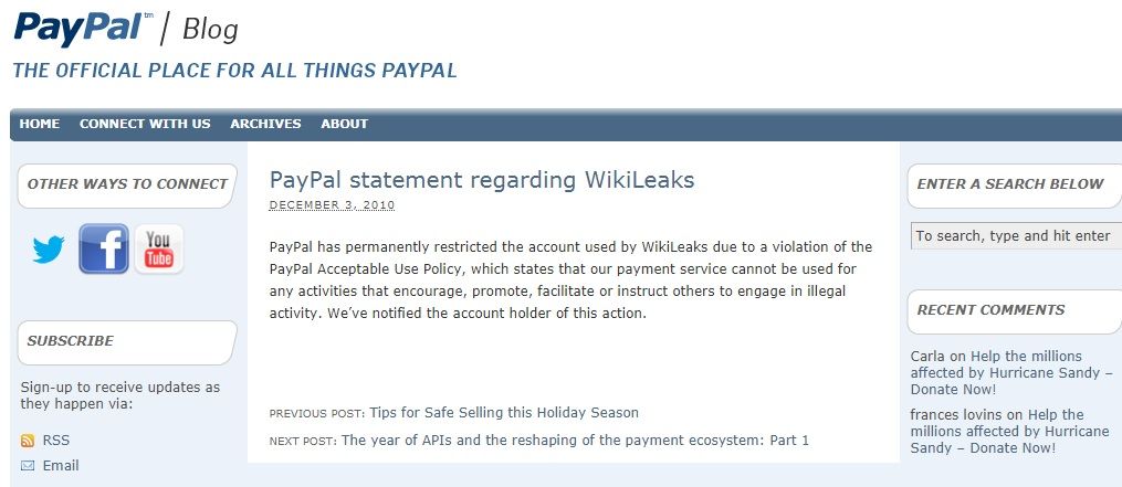 Wikileaks zablokowane przez Paypal | pl.beincrypto.com