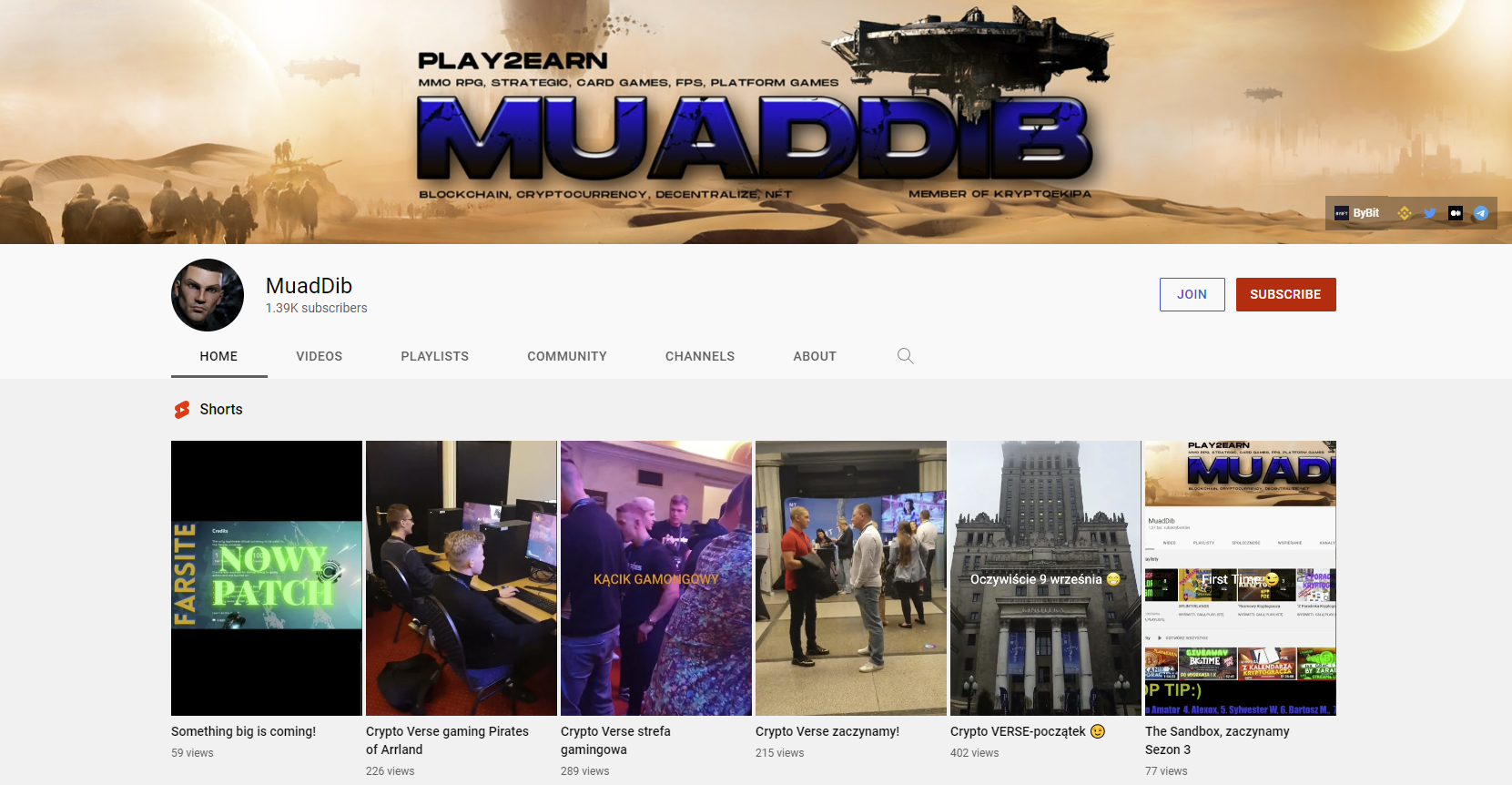 Kanał o gamingu i kryptowalutach MuadDib na YouTube