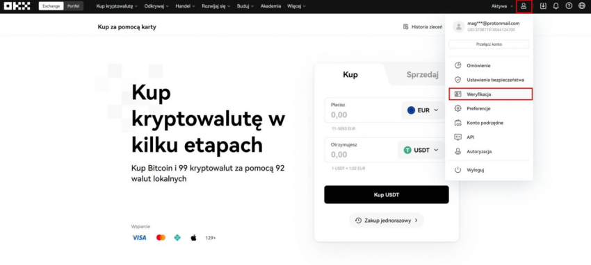 weryfikacja na giełdzie krypto