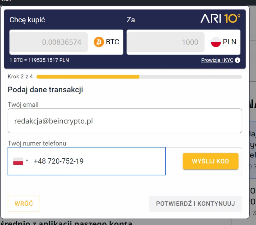kantor bitcoin bez weryfikacji