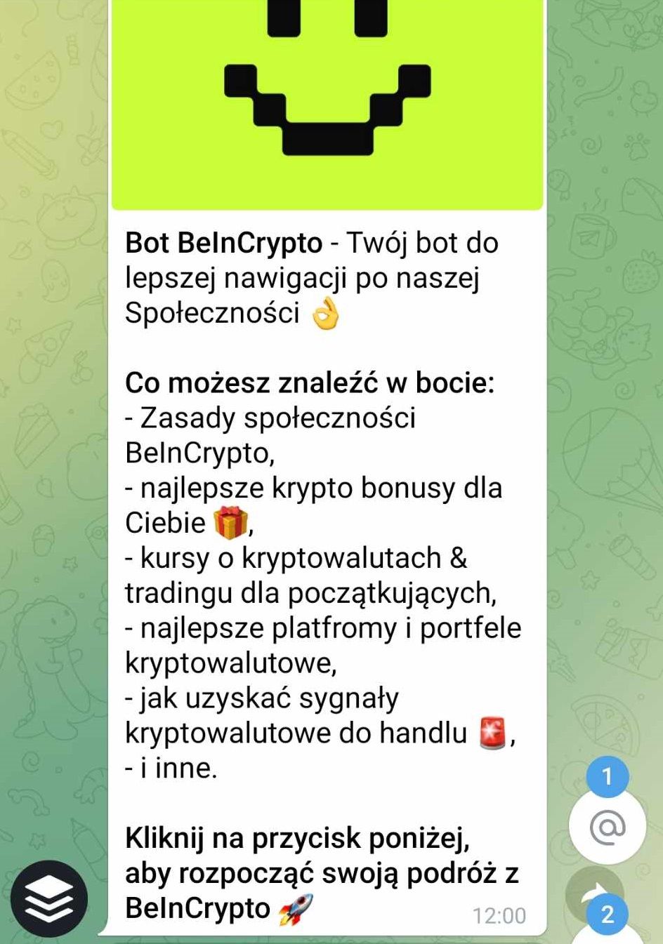 Kanał BeInCrypto - bot