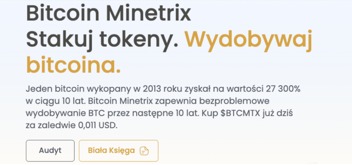 Bitcoin Minetrix i wydobycie BTC