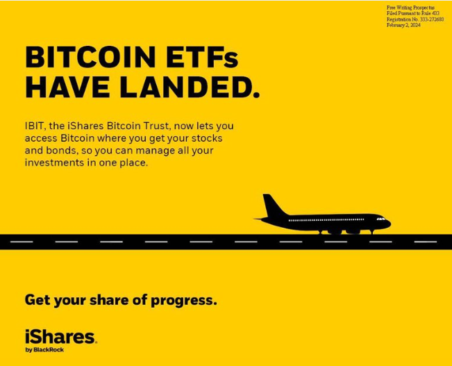 BlackRock's latest iShares Bitcoin ETF advertisement. Source: Bitcoin ETF Adverts Archive